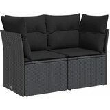  Vrtna sofa s jastucima za 2 osobe, crna, poli ratan | shoptok.hr
