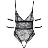 Cottelli Bondage - otvoreni čipkasti body (crni) - M | shoptok.hr