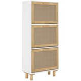 Ormarić za cipele bijeli 52 x 25 x 115 cm drvo i prirodni ratan | shoptok.hr