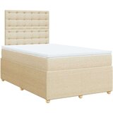 vidaXL Box spring postelja z vzmetnico krem 120x190 cm blago, (21304940) | Shoptok.si
