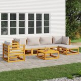 The Living Store Vrtna sedežna garnitura 7-delna svetlo sive blazine trden les - Vrtna Sedežna Garnitura, (21423580) | Shoptok.si