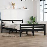 Maison Chic Posteljni okvir - Dvoposteljna postelja - Zakonska postelja črn iz trdnega lesa 140x190 cm-J14104, (21773112) | Shoptok.si