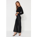 Trendyol Black Mermaid Cut Satin Maxi Length Woven Skirt Slike