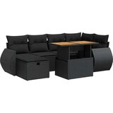 vidaXL Vrtna sedežna garnitura z blazinami 8-delna črn ratan/akacija | Shoptok.si