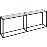 Maison Chic konzolna miza - miza ob steni beli marmor 220x35x75,5 cm kaljeno steklo, (21786224) Cene