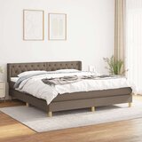  Box spring postelja z vzmetnico taupe 160x200 cm blago, (20893694) Cene
