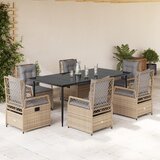 vidaXL 7-dijelni vrtni blagovaonski set od poliratana s jastucima bež | shoptok.hr