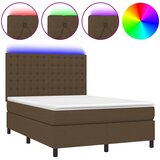  Krevet box spring s madracem LED tamnosmeđi 140x200 cm tkanina | shoptok.hr
