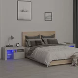 vidaXL Nočna omarica 2 kosa z LED lučkami betonsko siva 70x36,5x40 cm