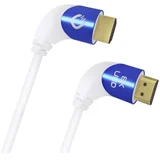 HDMI priključni kabel HDMI A utikač, HDMI A utikač 1.50 m bijela D1C42546 Ultra HD (8K), 90° nagnuto ulijevo, trostruko zaštićen HDMI kabel