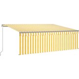  Ročno zložljiva tenda s senčilom 4x3 m rumena in bela, (20702975) | Shoptok.si