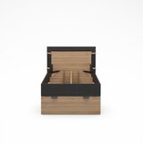 Marckeric Črna/naravna postelja v hrastovem dekorju s prostorom za shranjevanje brez letvenega dna 90x200 cm Albo – | Shoptok.si