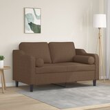 vidaXL kavč dvosed z blazinami rjav 120 cm blago | Shoptok.si