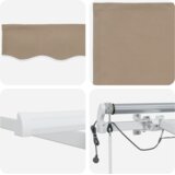 vidaXL automatska uvlačiva tenda s LED svjetlom bež 450x300 cm, tenda zamjenska tkanina za okvir 4.5x3 m bež | shoptok.hr