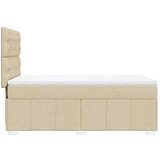 vidaXL Box spring postelja z vzmetnico krem 90x200 cm blago | Shoptok.si