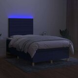  Box spring postelja z vzmetnico LED modra 120x190 cm blago | Shoptok.si