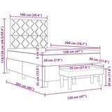vidaXL Krevet s uzdužnom oprugom s madracem i klupicom tamno smeđi 120x200 cm tkanina | shoptok.hr