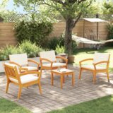 vidaXL 5-delni bistro set s blazinami iz trdnega akacijevega lesa | Shoptok.si