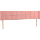 vidaXL LED posteljno vzglavje roza 163x16x78/88 cm žamet | Shoptok.si