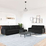 vidaXL 3-dijelni set sofa s tabureom crni od tkanine | shoptok.hr