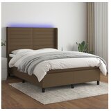 vidaXL Krevet box spring s madracem LED tamnosmeđi 140x190 cm tkanina | shoptok.hr