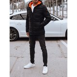 DStreet Kurtka męska zimowa pikowana z kapturem czarno-pomarańczowa | Shoptok.si