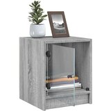 vidaXL Nočna omarica s steklenimi vrati siva sonoma 35x37x42 cm | Shoptok.si
