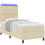 Krevet s opruga kutije s LED trakama Krema 100 x 200 cm tkanina | Eponuda.ba