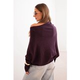 Kesi Włoski Women's asymmetrical batwing viscose sweater dark purple | shoptok.hr