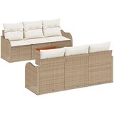 vidaXL Vrtna sedežna garnitura z blazino 7 pcs Bež poli ratan, (5000144486) | Shoptok.si