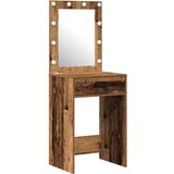  3-delni set vanity mize z LED lučmi iz starinskega lesa in inženirskega lesa, (22067579) | Shoptok.si