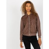 Fashion Hunters RUE PARIS brown quilted bomber sweatshirt with pockets Cene