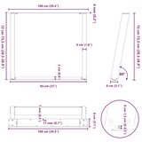 vidaXL noge za jedilno mizo u-oblika 2 kosa 100x(72-73) cm jeklo, (21828300) | Shoptok.si