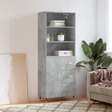  Visoka komoda siva betona 69,5x34x180 cm od konstruiranog drva