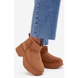 Boto Ladies Low Slip On Insulated Snow Boots With Fur Camel Mavelle | Eponuda.ba
