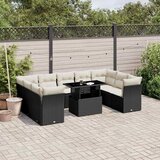  10-dijelni set vrtnih sofa s jastucima crni od poliratana Crna 100 x 55 x 73 cm | Shoptok.si
