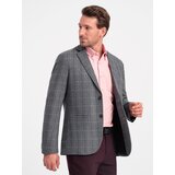 Ombre Men's jacquard jacket in delicate check - graphite Cene