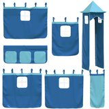 Krevet na kat s toboganom i zavjesama plavi 90 x 190 cm | Eponuda.com