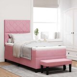 Box Postelja z vzmetnico z vzmetnico Roza 100 x 200 cm Žamet, (5000126896) | Shoptok.si