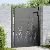 vidaXL vrtna vrata črna 105 x 125 cm jeklo s prašnim premazom | Shoptok.si
