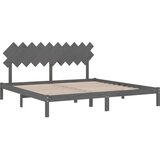  Okvir za krevet s uzglavljem sivi 200 x 200 cm od masivnog drva | shoptok.hr