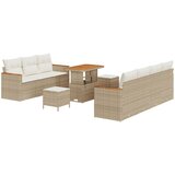 vidaXL 10-dijelni vrtni sofa set s jastucima bež poli ratan akacija, 3-dijelni vrtni dinning set s jastucima bež poli ratan akacija Cijene
