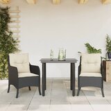 vidaXL 3-dijelni vrtni blagovaonski set s jastucima od poliratana crni | shoptok.hr