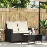  Vrtna sofa 2-sjed s jastucima i stolom od crnog poliratana | shoptok.hr