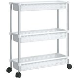  3-nadstropni voziček za shranjevanje srebrn in bel aluminij, (20766834) | Shoptok.si