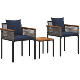  Set vanjskog namještaja 3 pcs Siva i tamnoplava PE ratan | shoptok.hr