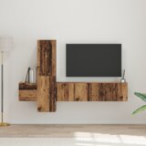 vidaXL Komplet TV omaric 5 pcs Staro les Srednja 181 x 30 x 120 cm u
