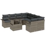 vidaXL 9-dijelni set vrtnih sofa s jastučićima sivi poli ratan, 2-sjedalni kauč s skladištem i jastučićima sivi poli ratan Cijene