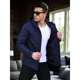 Dewberry 86622 Hooded Mens Seasonal Jacket-NAVY BLUE