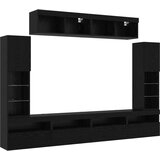 vidaXL 8 komada TV zidne jedinice s LED Crni hrast konstruirano drvo | shoptok.hr